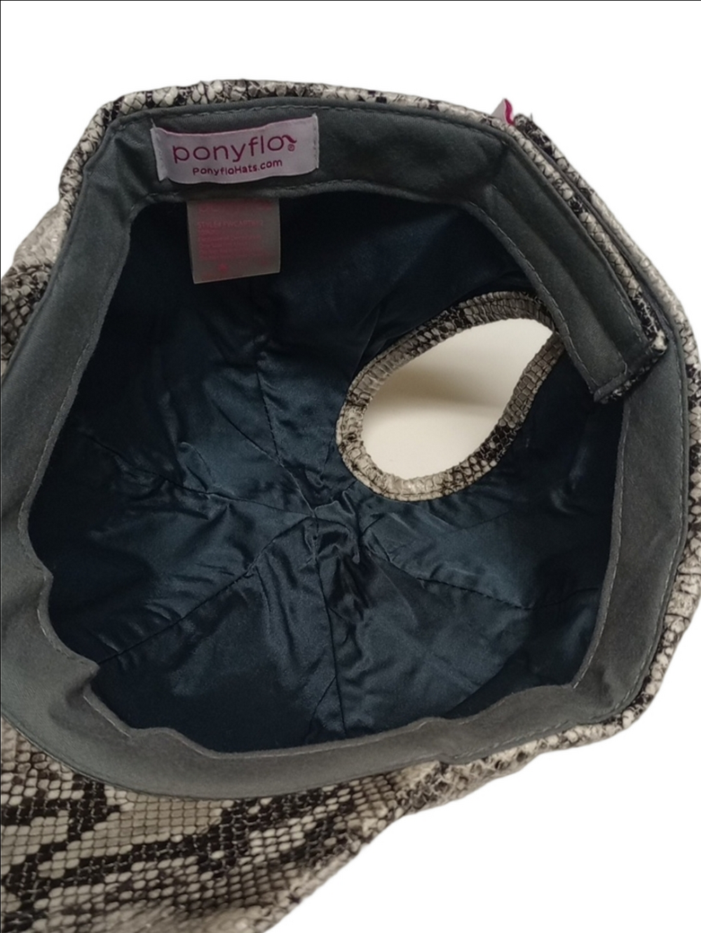 🆕 PONYFLO SNAKESKIN PRINT PONYTAIL MESSY BUN WOMEN'S CAP HAT - Picture 8 of 10
